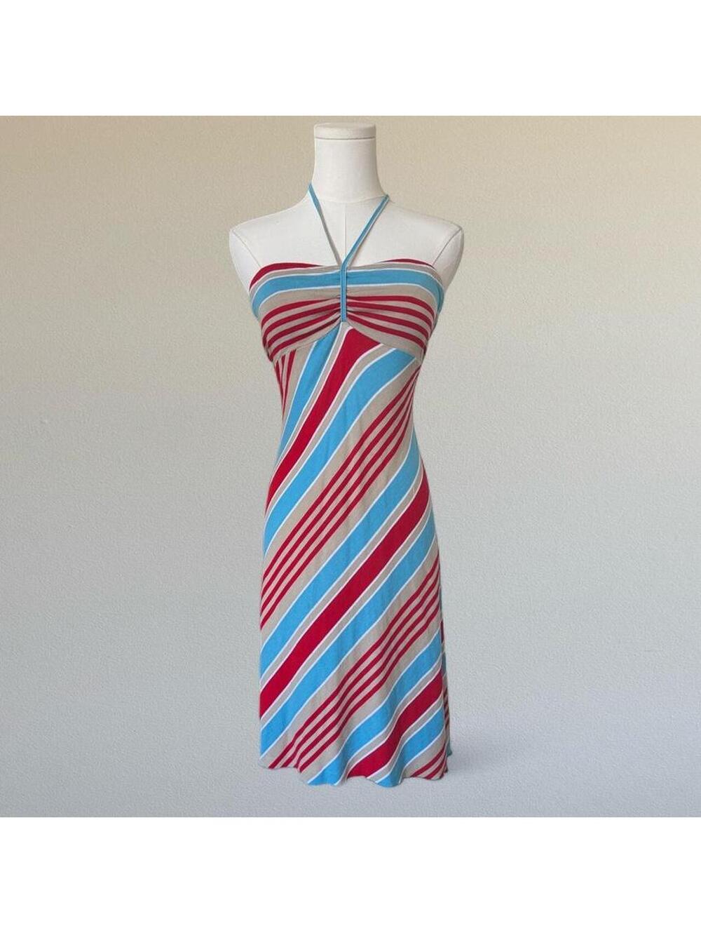 Y2K striped halter dress Sz. S